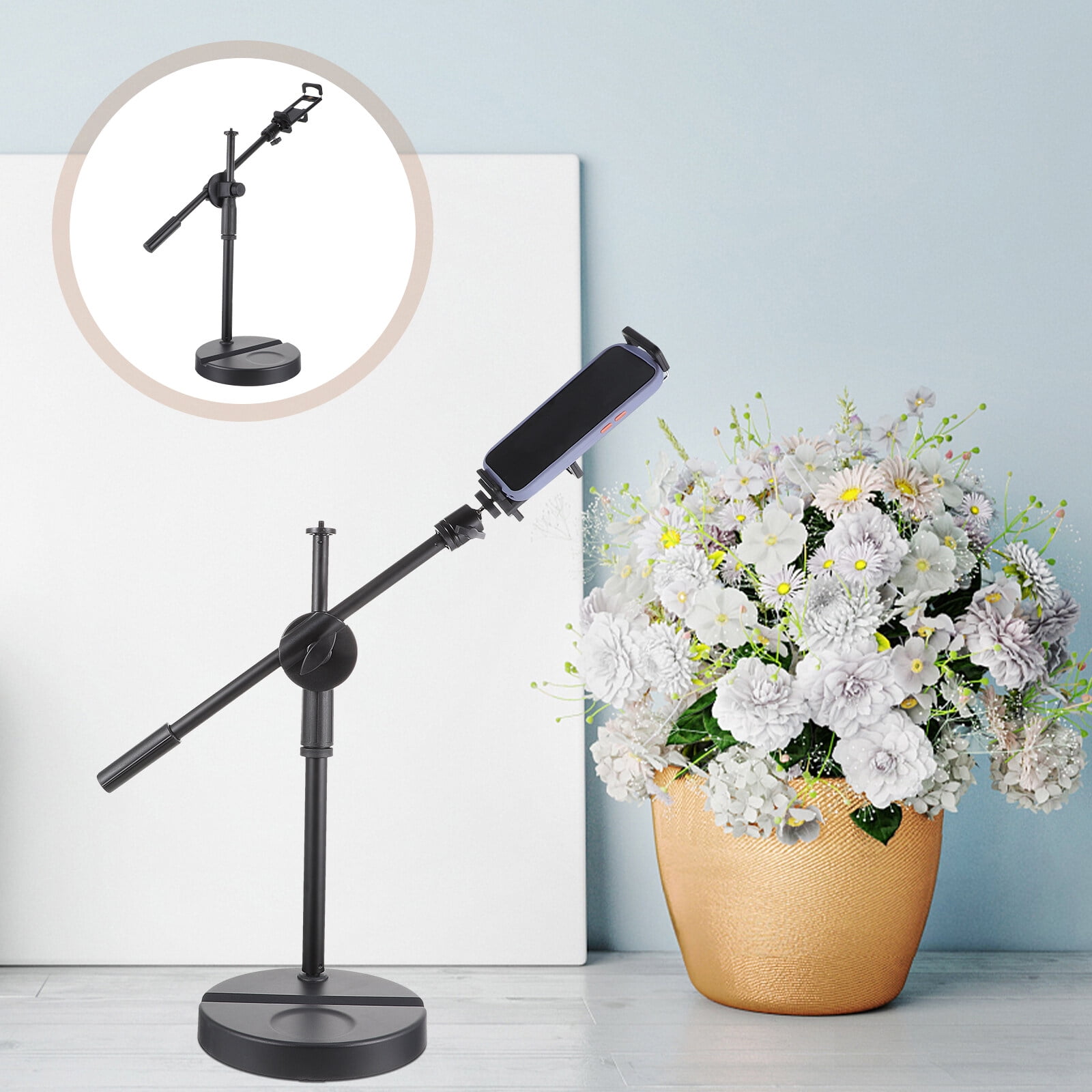 HOKARUA Overhead Phone Mount Telescopic Adjustable Stand With Cellphone Holder Accessory