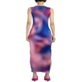 thumbnail image 4 of EIMELI Femmes Été Longue Robe O-Cou Cravate-Teinte Imprimer Slim Fit Robe Côté Découpé Robe Sans Manches Bodycon Style D M, 4 of 5