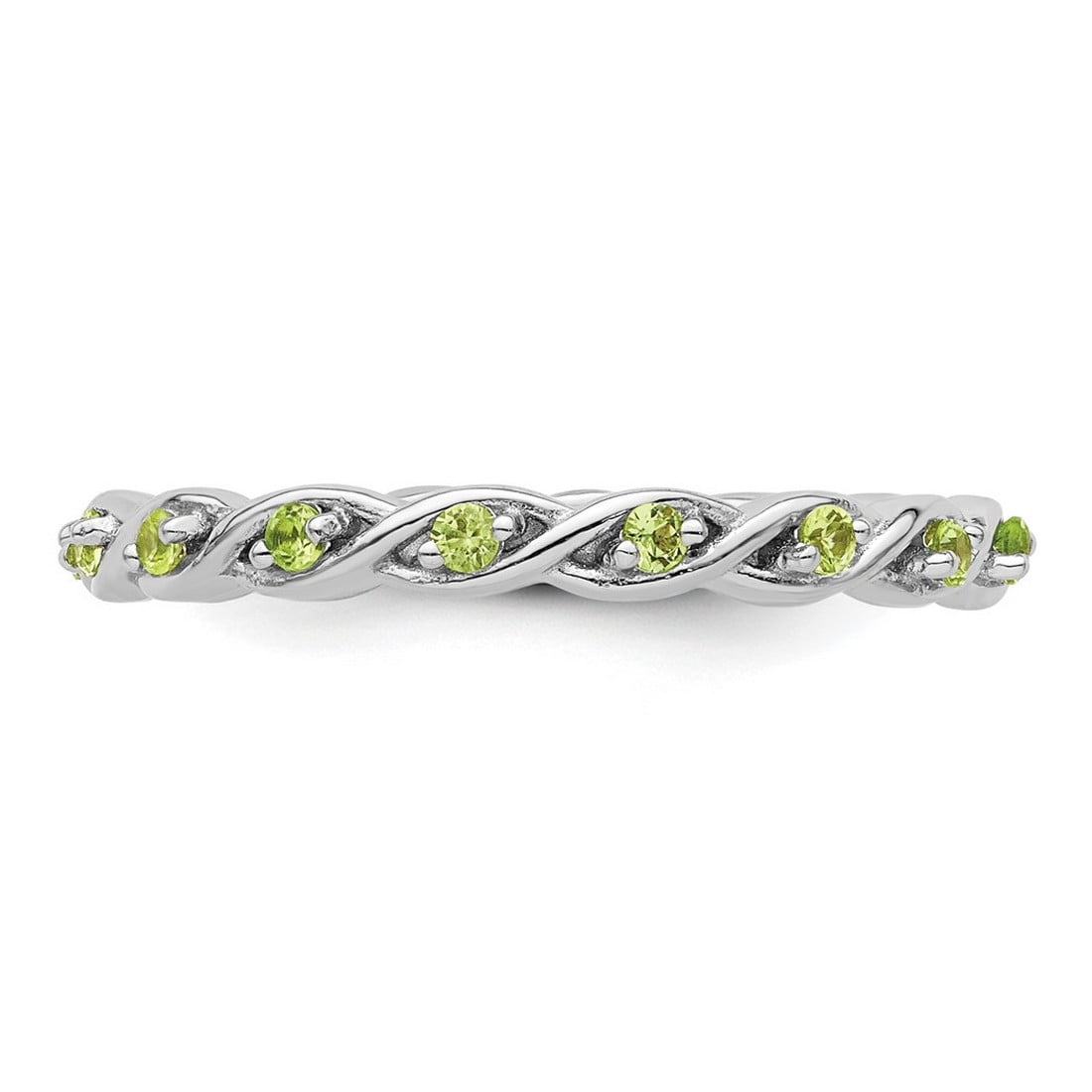 2.5mm 925 Sterling Silver Polished Prong set Stackable Peridot Ring Size 6 Stackable Ring for Women