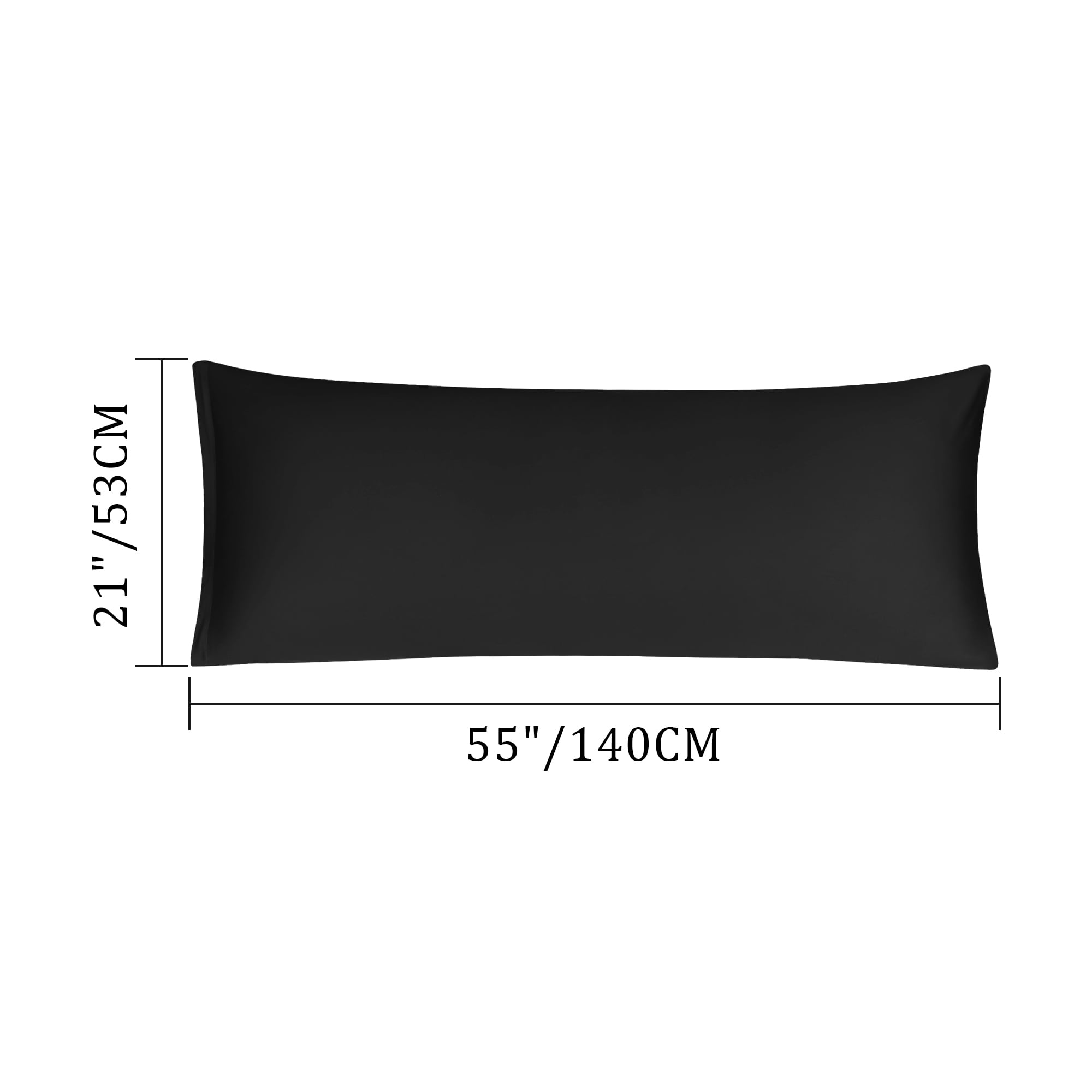 Unique Bargains Egyptian Cotton Zipper Long Body Pillow Cover Black 21" x 55"