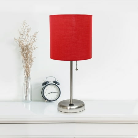Limelights - Stick Lamp with USB charging port and Fabric Shade - Red