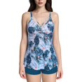 thumbnail image 1 of Fadeal Bathing Suit for Women Women Plus Size Tankini Swimsuits Two Piece Color Block Cutout Flowy Tummy Bathing Suits with Shorts Tankini Swimsuits for Women Green XL, 1 of 4
