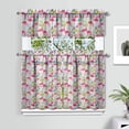 thumbnail image 2 of Kitchen Curtains 36 Inch Short - 3 Panel Set, Flamingo Tropical Bird Print, Rod Pocket Window Curtain, 100% Polyester for Hawaiian Summer Beach Decor, Easy Wash, 2 of 6