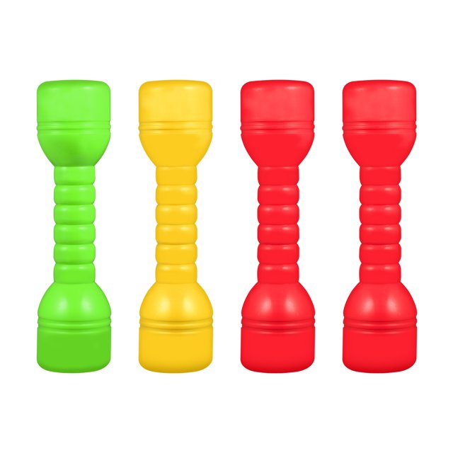 LIOOBO 4 Pcs Plastic Dumbbells Ergonomic Children Morning Exercise Barbells Hand Bar for Kindergarten (Random Color)