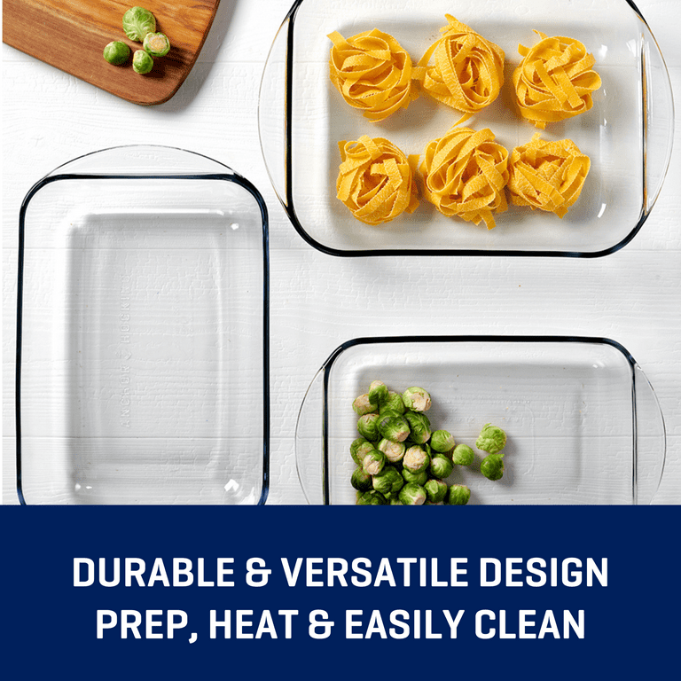Anchor Hocking Glass Baking Dish Set, 3 Piece Glass Bakeware