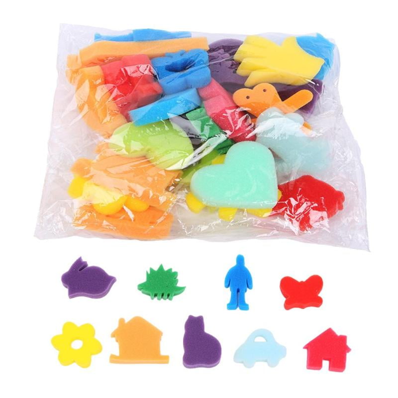 24pcs Colorful Different Shapes Kids Crafting Painting Sponge DIY Stamp 