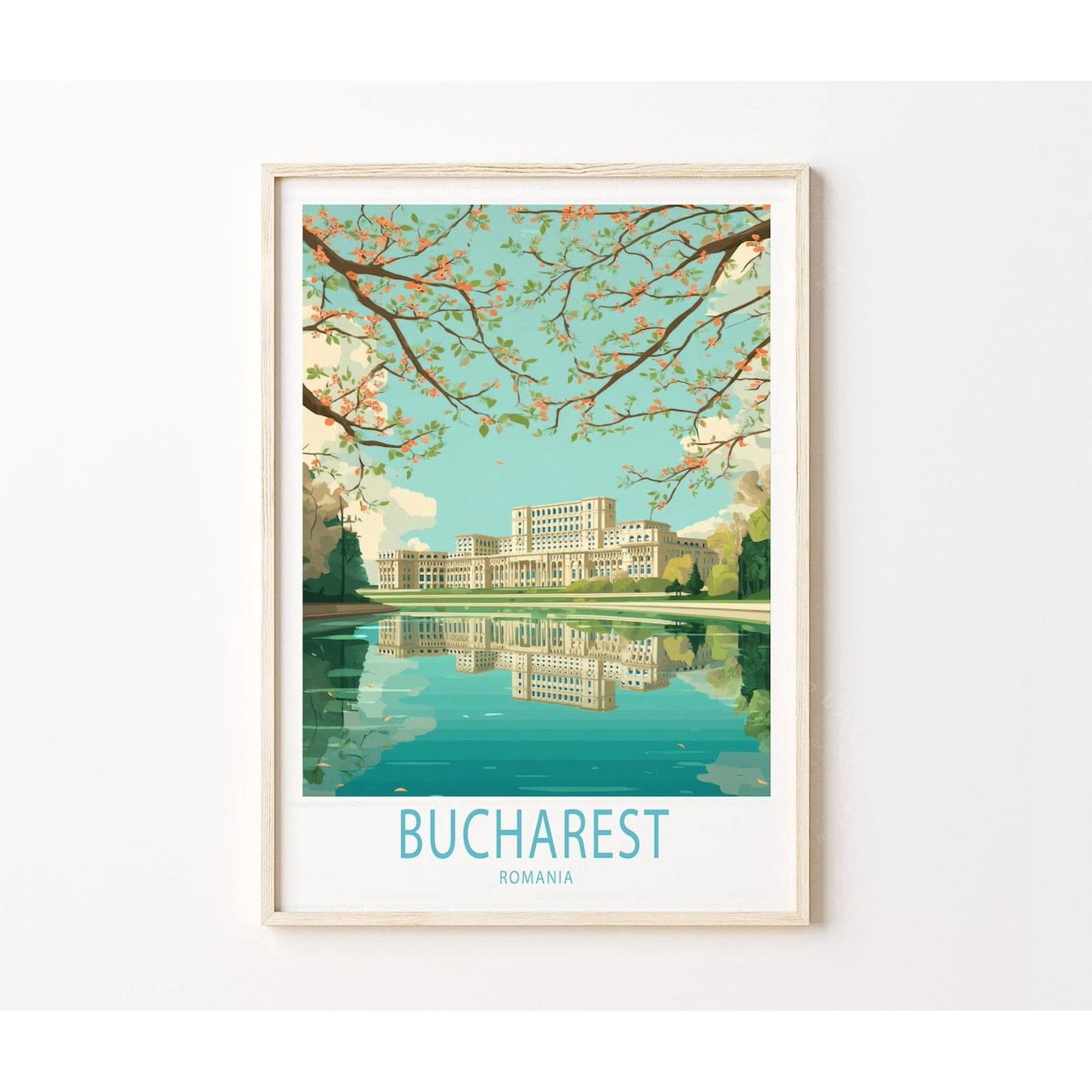 Bucharest Romania Palace Reflection City Wall Art Home Decor