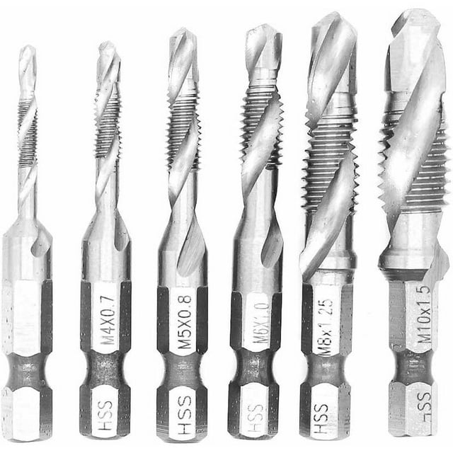 Juego de brocas helicoidales compuestas métricas de 6 piezas M3 M4 M5 M6 M8 M10 Herramientas manuales para taladrar acero y madera JAMW Sencillez
