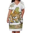 thumbnail image 3 of Vestido holgado de verano con estampado de rana y Sapo para mujer traje holgado con bolsillos diseño de lujo para fiesta, 3 of 7