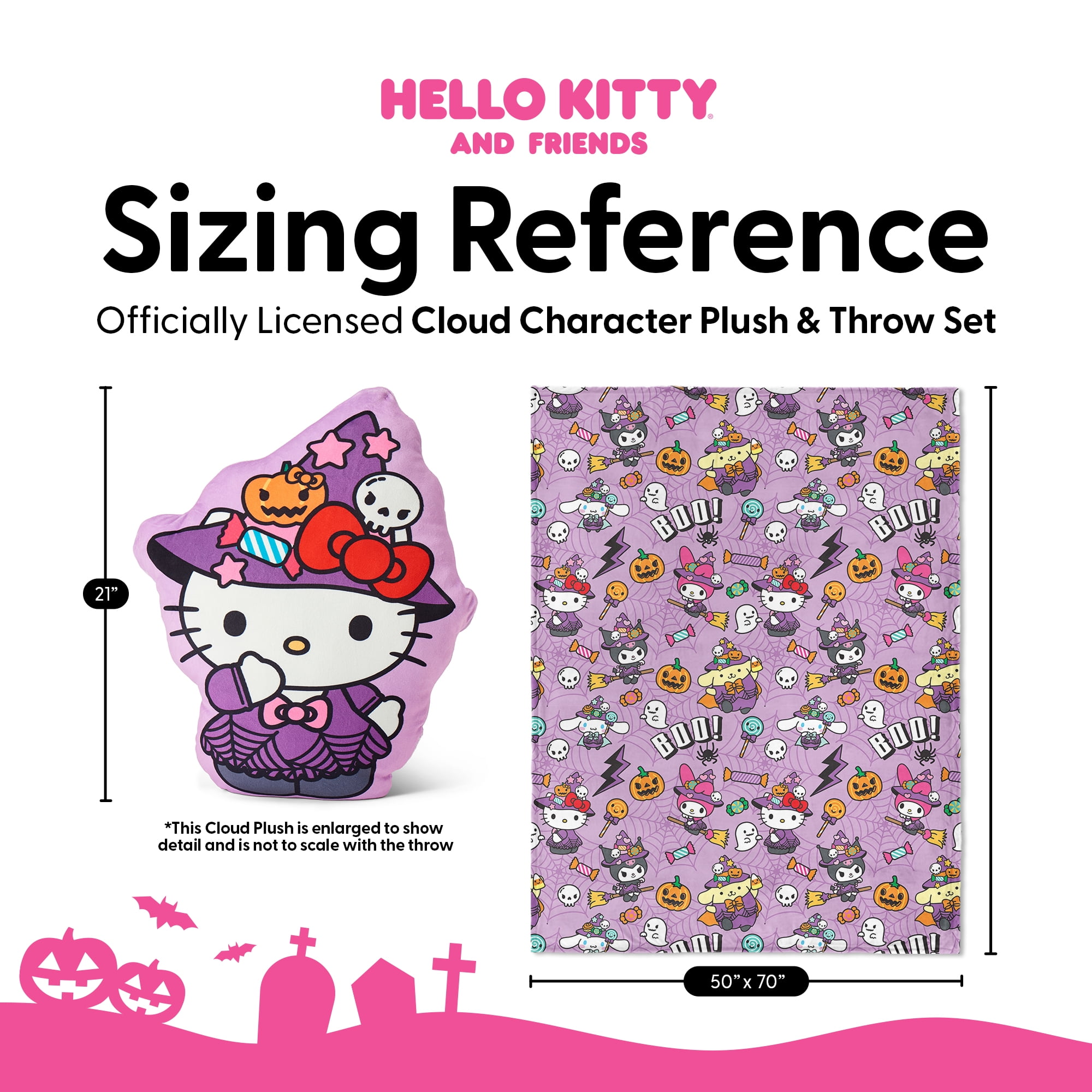 Hello Kitty & Friends Witch Set Silk Touch Throw Blanket with Cloud Plush