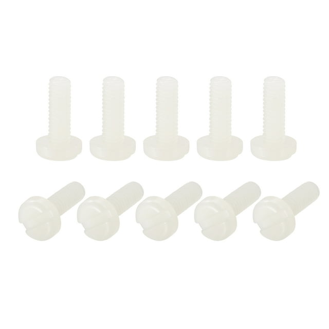 Unique Bargains Nylon Machine Screws, M4x12mm Slotted Pan Head Fasteners Bolts, White 50Pack
