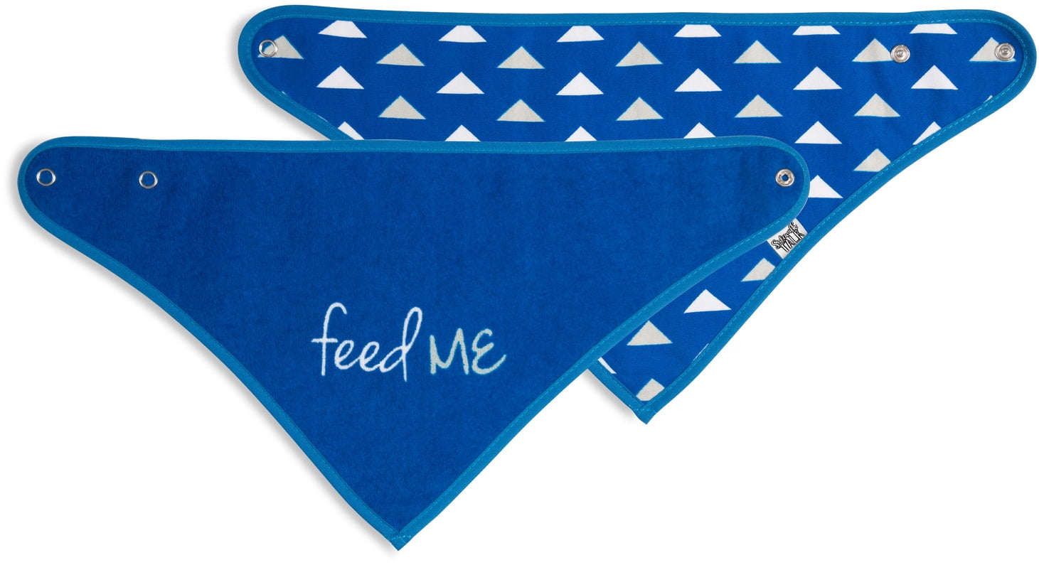 Pavilion - Feed Me Triangle Royal Blue Reversible Snap Closure Handkerchief Bib One Size Fits All