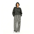 thumbnail image 6 of KLHDSF Women's Leopard Print High Waist Wide Leg Pants Drawstring Loose Casual Lounge Trousers Daily Streetwear for Women Spring Fall White S, 6 of 6