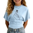 thumbnail image 2 of JAJAHO Kids Girls Clothes Short Sleeve T Shirts For Girl Crew Neck Stretchy Slim Fit Graphic Summer Fashion Clothing 3-14Y Stylish Tops, 2 of 5