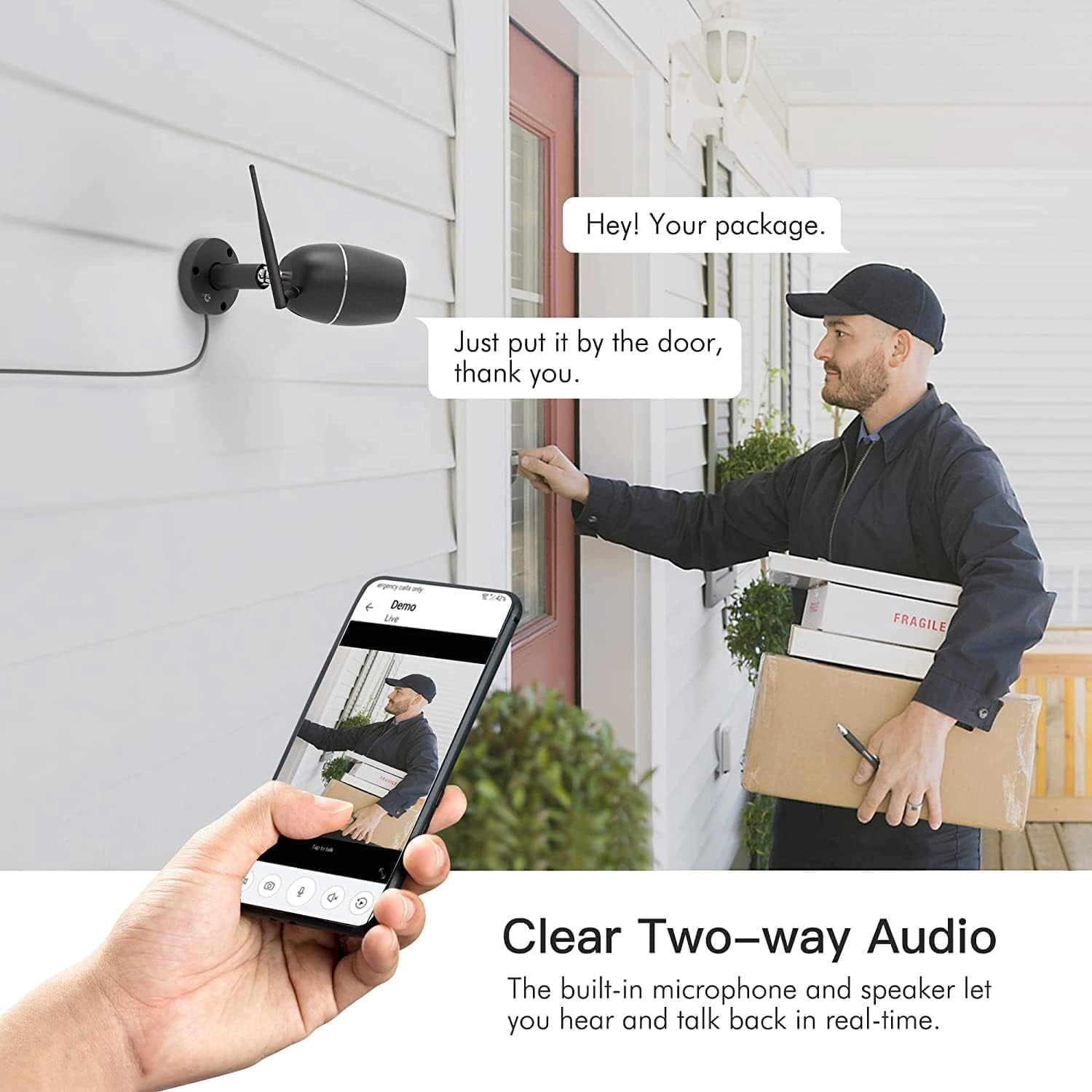 RICHCHO Outside Cameras for Home Security, 1080p Surveillance Cameras Wireless Outdoor with Night Vision Motion Detection, Black, 2-Pack