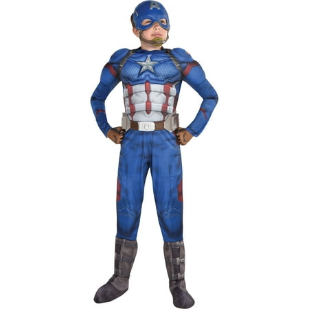 Party City Avengers: Endgame Captain America Muscle Costume for Children, Includes a Mask, Gloves, and Belt