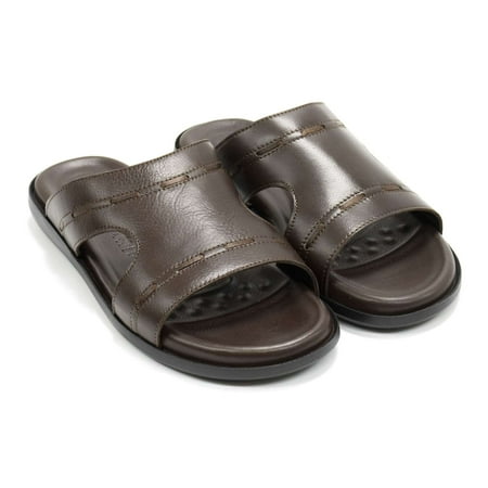 

Spring Step Men s Benn Leather Slide Sandal Brown 9 M US
