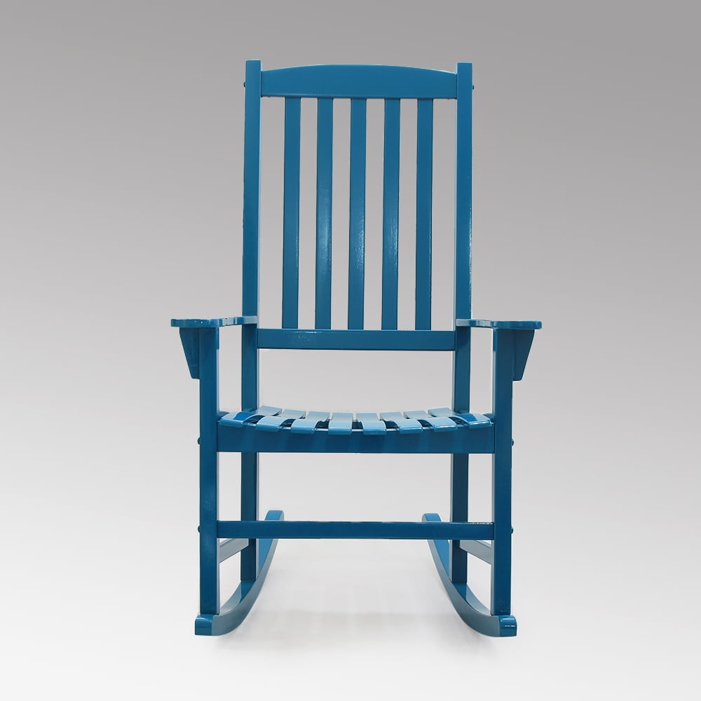 Monstay Mahogany Outdoor Wooden Porch Rocking Chair, Steel Blue
