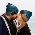 thumbnail image 5 of Lsque Moonlit Night Sky Wolf Pattern Knitted Beanie, Unisex Winter Hat, Knit Hat Winter Beanies Thick Fisherman Beanies Cuffed Plain Skull Caps, 5 of 6