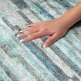 thumbnail image 3 of Addison Rugs Dream Shag Premium Machine Washable Transitional Stripes, Bars, Horizontal Lines Turquoise Round Rug, 8' x 8', 3 of 8