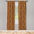 thumbnail image 5 of Ambesonne Moroccan Window Curtains, Floral Motifs Ottoman, Each 28" W x 84" L, Orange Yellow Brown, 5 of 5
