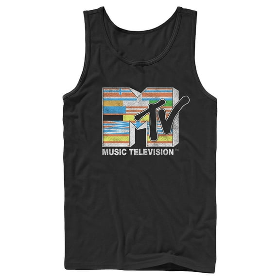 Men's MTV International Flag Logo  Tank Top Black Small