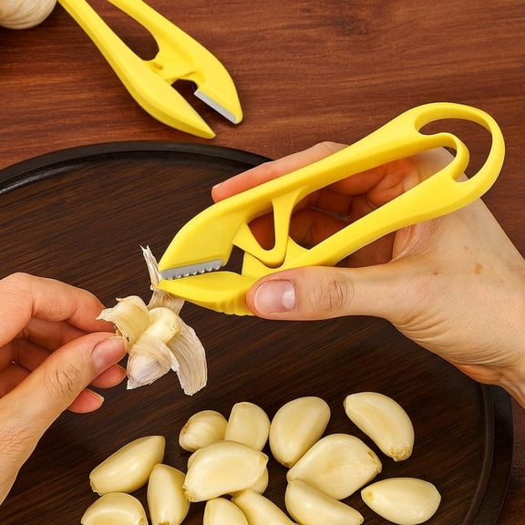 Dual Blade Stainless Steel Garlic Peeler - Quick Manual Garlic Skin Remover Tool with Ergonomic Handle, Easy Clean Kitchen Gadget for Garlic Cloves & Vegetables