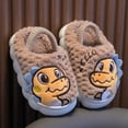 thumbnail image 2 of Toddler Boys Girls Cute Dinosaur Slippers Cozy Plush Shoes Winter Warm Cotton House Slipper Kids Comfy  ndoor Non-Slip Shoes, 2 of 6