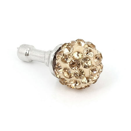 Dust Proof Car - Unique Bargains Beige Rhinestone Decor 3.5mm Jack Earphone Headset Dust Proof Ear Cap Stopper