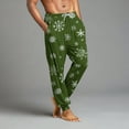 thumbnail image 4 of Wutalume Men's Drawstring Pocket Cuffed Casual Pants with Christmas Print, Ideal for Home Sleep and Lounge Wear, Featuring Elastic Waistband and Comfortable Fabric,Army Green L, 4 of 7