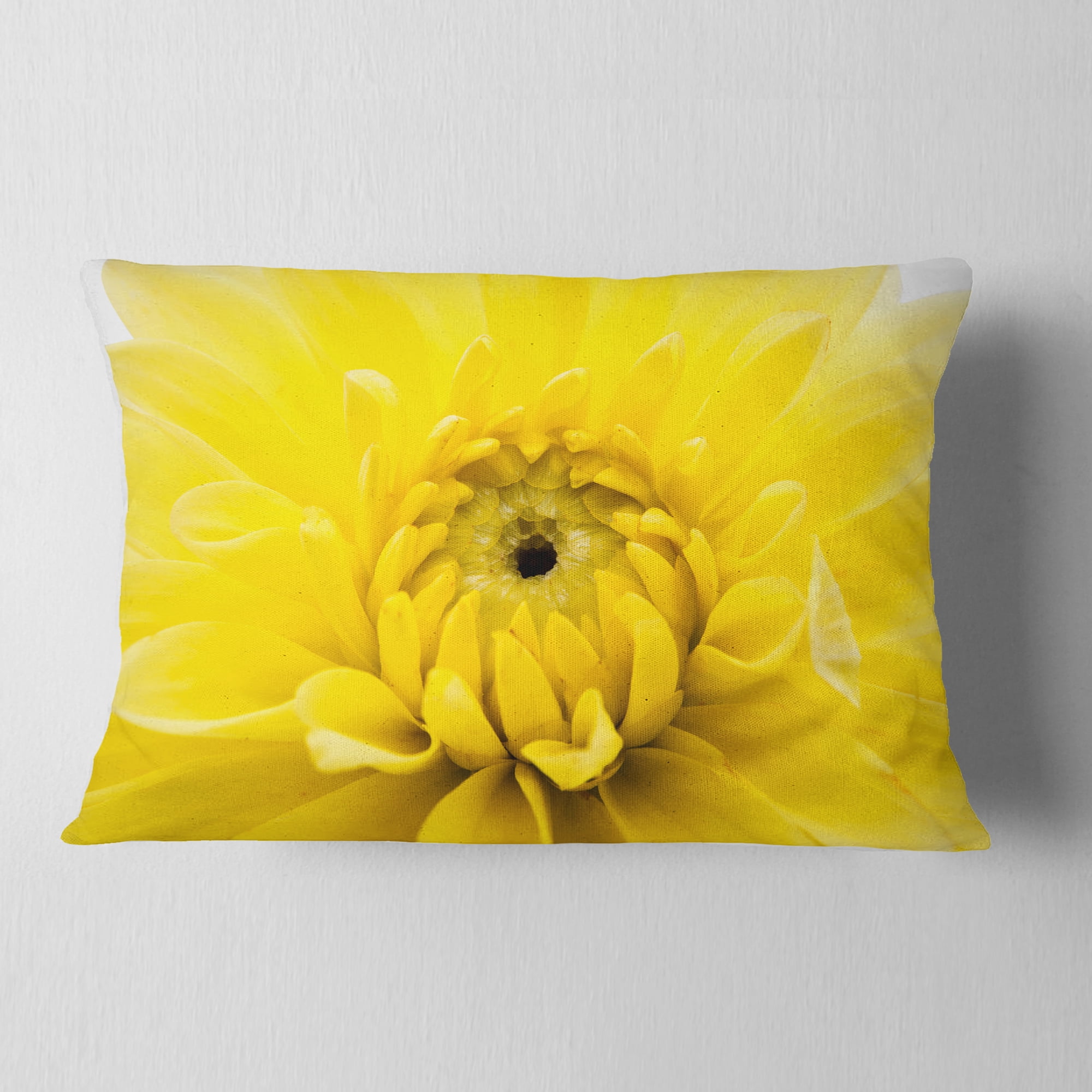 Designart Yellow Chrysanthemum Gold Flower - Flower Throw Pillow - 12x20