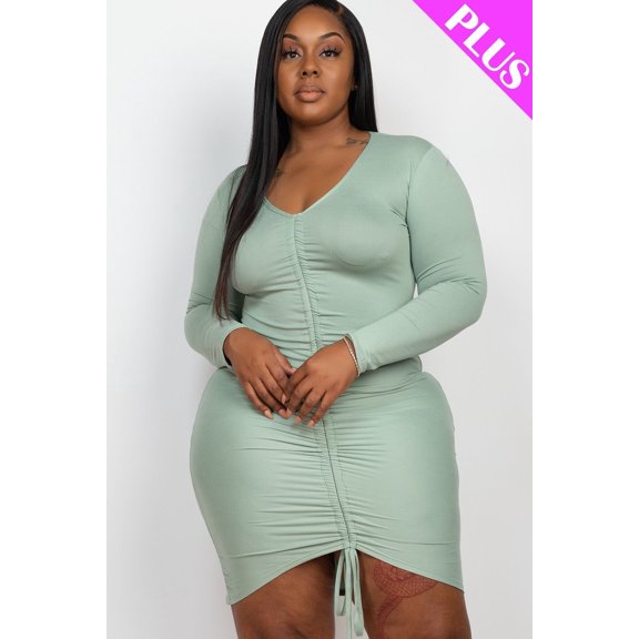 Plus Size Drawstring Ruched Front