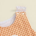 thumbnail image 6 of CAICJ98 Infant Baby Boy Halloween Pumpkin/Ghost Plaid Jumpsuit Sleeveless Gingham Romper One Piece Strap Overalls Smocked Clothes,Size 12-18 Months, 6 of 9