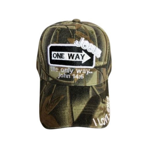 Jesus One Way The Only Way ........ Christian Embroidered Baseball  Cap - Camo Color Uni-Sex Style  -- FREE USA Shipping--(CCap149c)