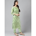 thumbnail image 6 of Janasya Women's Light Green Georgette Foil Printed Pant Set with Crop Top, 6 of 10