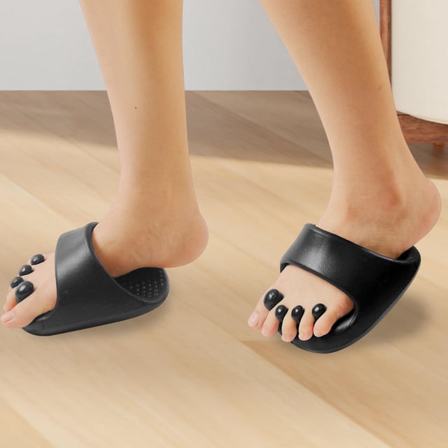 2 piezas de la separación de los pies del de la separación para los regalos para mujeres zapatillas separadoras de los pies para hombres Negro