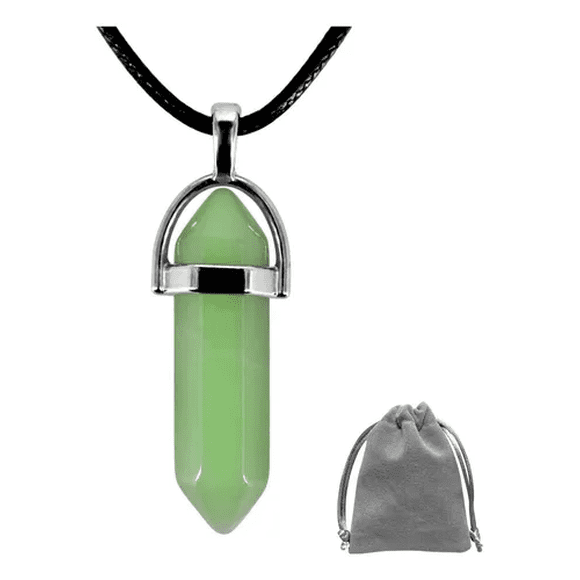 Dije Malubero Cuarzo Natural Gema Prisma Cristal Verde Malu1724