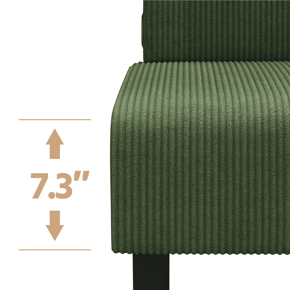 Yaheetech Corduroy Armless Loveseat with Strong Rubberwood Legs & USB Ports, Green