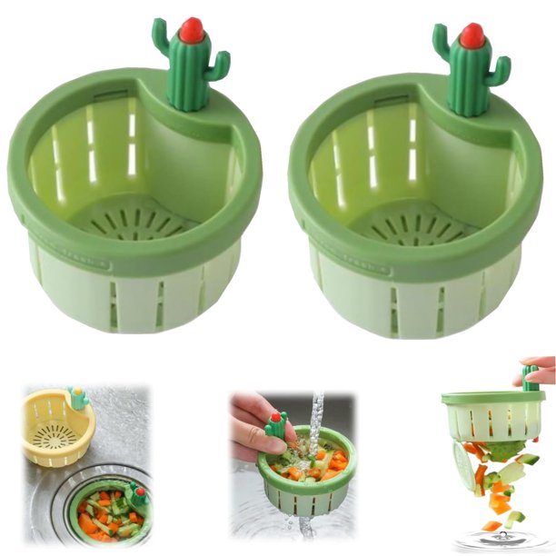 Colador de drenaje para fregadero de cocina Cactus, autolimpiable, cesta de vaciado automática, multifuncional, para uso doméstico, cesta de drenaje para fregadero Cactus, filtro de elevación de red