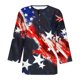 thumbnail image 4 of Camiseta Casual Suelta Del Botón Impreso Del Día de la Independencia de la Mujer de Manga Superior de 3/4 para el Hogar Y el Uso Diario, 4 of 4