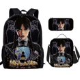 thumbnail image 1 of Wednesday Addams Backpack Three-piece Set Student School Bag Canvas Bag V, 1 of 4