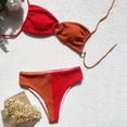 thumbnail image 4 of Yuanlook Women's Bandeau Bikini O Ring Strapless Tie Back Textured High Cut Two Piece Swimsuit Bathing Suits,Red,L, 4 of 9
