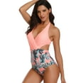 thumbnail image 1 of Maillot une Pièce Monokini à Encolure Superposée Taille Haute à Dos Nu pour Femme, 1 of 4