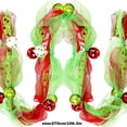 thumbnail image 2 of 8.85 FT Christmas Garland with Ball Red and Green Mesh, Christmas Garland Wreath Ribbon Elf Peppermint Candy Christmas Decoration, for Xmas Tree Mantel Front Door Stairs Outdoor Indoor Party Decor, 2 of 7