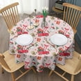 thumbnail image 3 of Pink Christmas Red Truck and Snowman Pattern Round Tablecloth 60"x60",Wrinkle Wipeable Table Cloth for Kitchen Dining Room Picnic Patio Party, 3 of 6