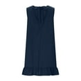thumbnail image 6 of Mingw Womens Dress Linen Sleeveless Crew Neck Shirt Dress Casual Ruffle Hem Solid Color Loose Mini Dresses L, 6 of 6