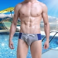 thumbnail image 5 of Aayomet Maillots de Bain pour Hommes avec Doublure de Compression Maillots de Bain de Printemps de Plage Caleçons Courts de Bain Triangulaires (Gris, G), 5 of 5