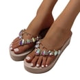 thumbnail image 3 of Yuanlong Womens Sandals Beach Platform Sandals Rhinestone Decoration Dressy Casual Beach Holiday Wedge Sandals, 3 of 8