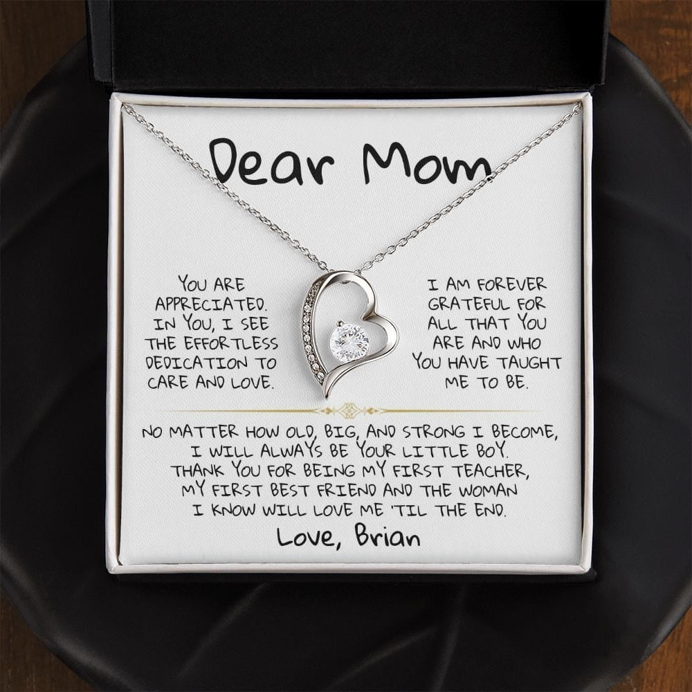 Dear Mom From Son Special Necklace, A Meaningful Necklace Perfect For Anniversaries Birthdays Valentine V24, White Forever Love Necklace