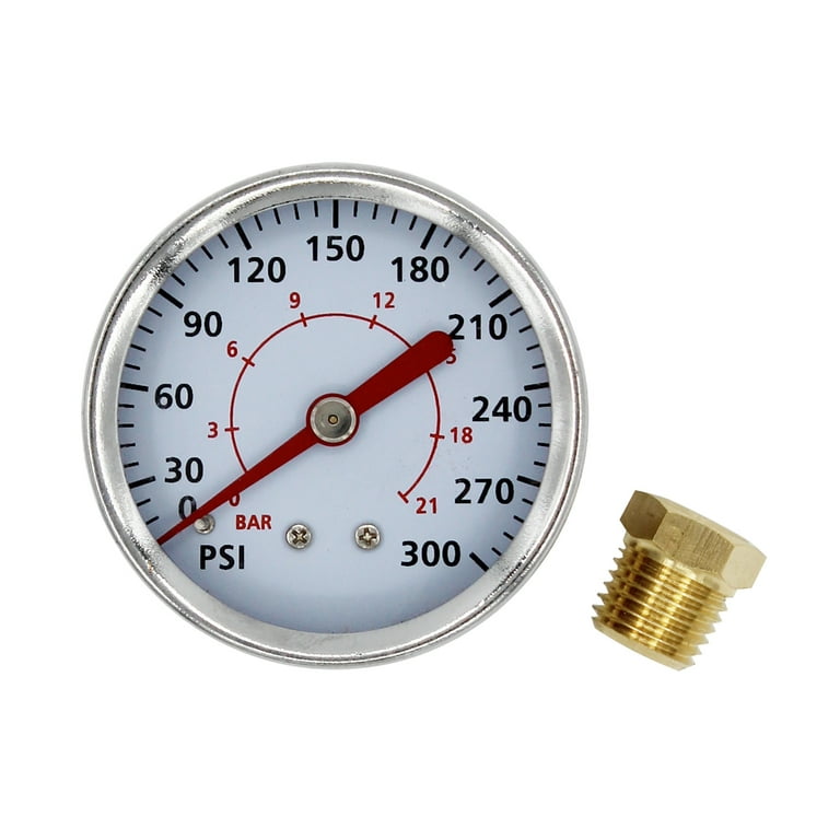 Hyper Tough 300 PSI 2 Inch Pressure Gauge with Adapter - Walmart.com